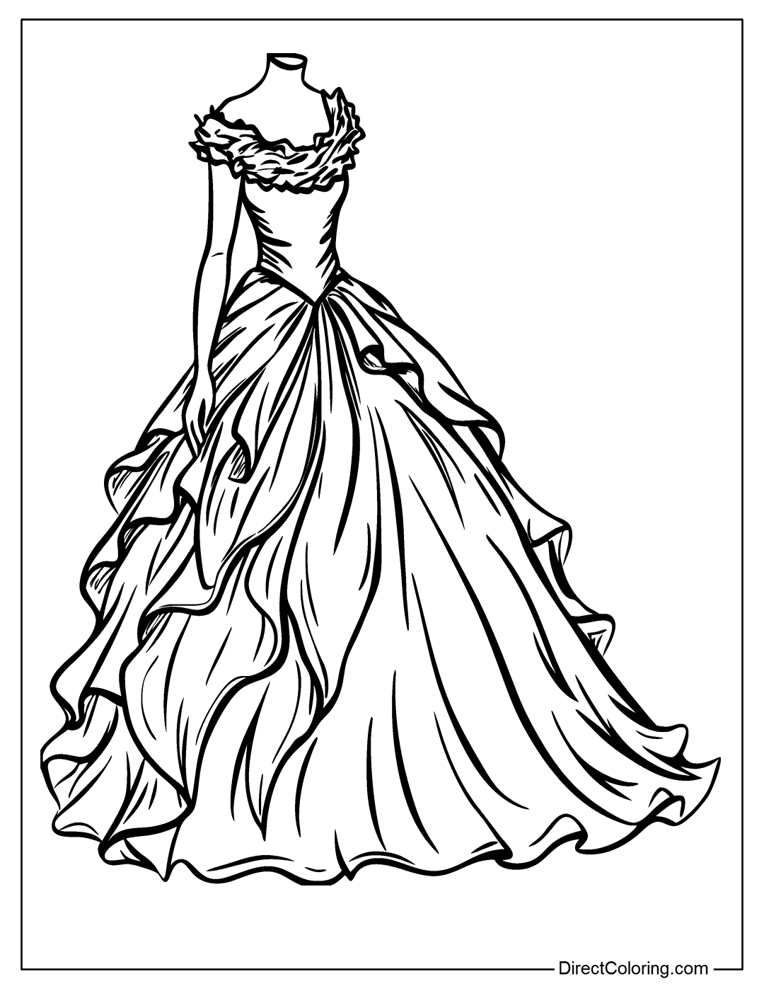 Premium Wedding Dress Coloring Page
